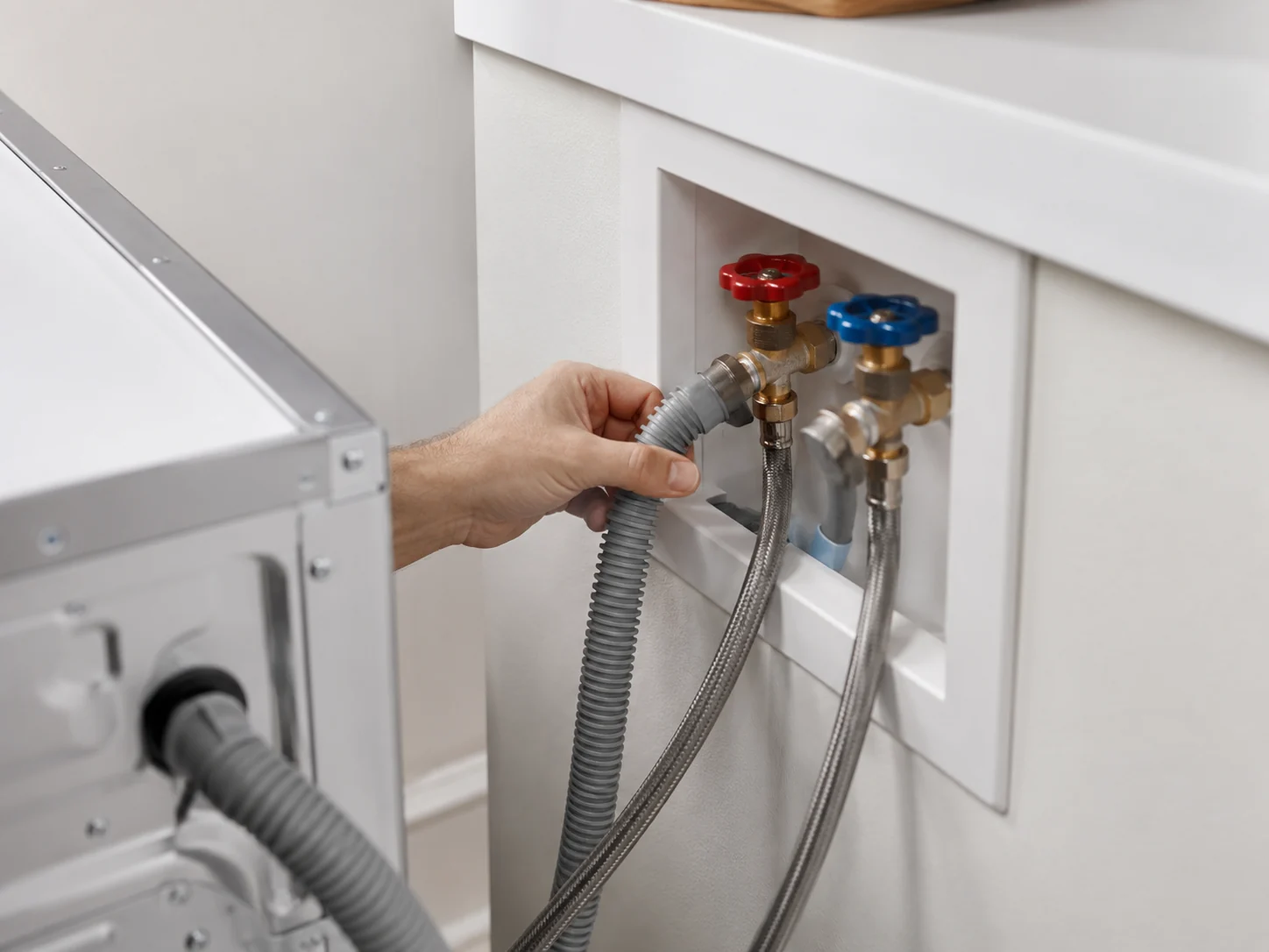 washer inlet hose and valve inspection for a laundry room maintenance checklist